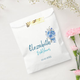 Elegantes Blue Floral Brautparty Geschenktütchen