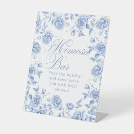 Elegantes Blue Floral Brautparty Mimosa Sockelschild