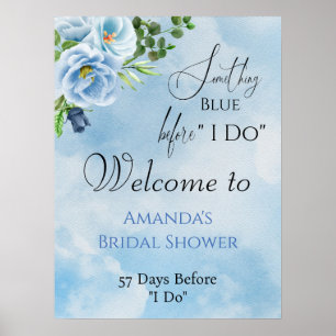 Elegantes Blue Floral Brautparty Poster