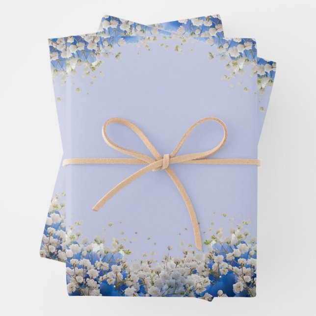 Elegantes Blue Floral Foto Retirement Party Geschenkpapier Set (Beispiel)