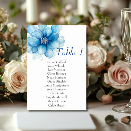 Elegantes Blue Floral Tischnummer