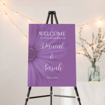 Elegantes Blue Floral Wedding Welcome Board