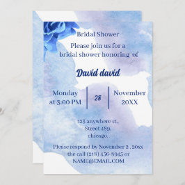 Elegantes Blue Flowers Custom Brautparty Einladung