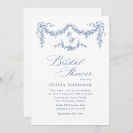 Elegantes Blue French Toile Garden BRAUTPARTY Einladung