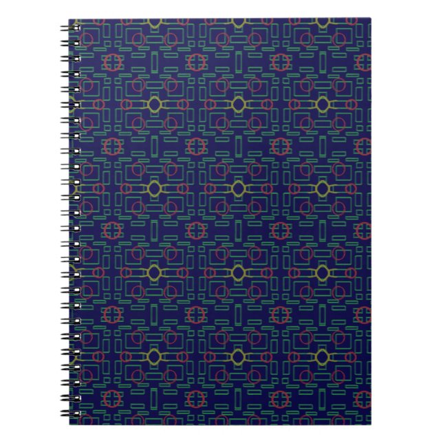 Elegantes Blue Geometric Spiral Foto Notebook Notizblock (Vorderseite)