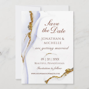 Elegantes Blue Gold Abstrakt Inspiration Hochzeit Save The Date