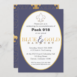 Elegantes Blue & Gold Banquet Einladung