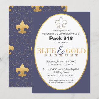Elegantes Blue & Gold Banquet Einladung