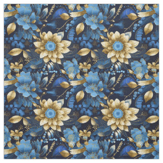 Elegantes Blue & Gold Boho Chic Blumenmuster Stoff