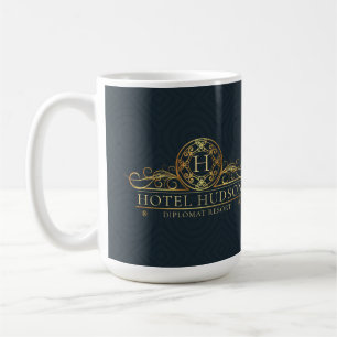 Elegantes Blue Gold Hotel Branding Kaffeetasse