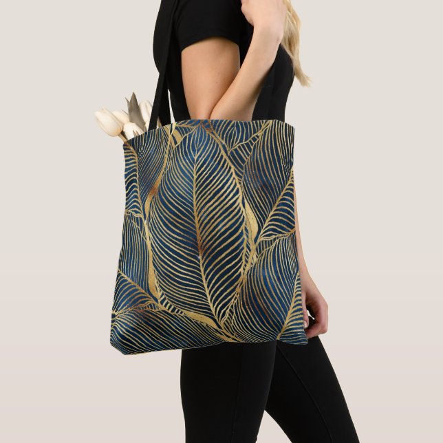 Elegantes Blue Gold Leaf Design (Von Nahem)
