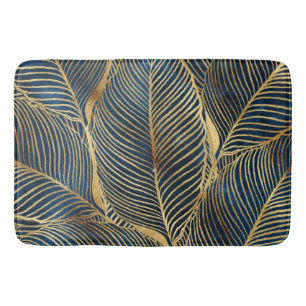 Elegantes Blue Gold Leaf Design Badematte