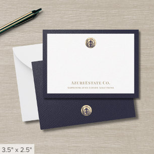Elegantes Blue Gold Logo Mitteilungskarte