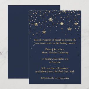 Elegantes Blue & Gold Weihnachtsdesign-Party Einladung
