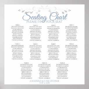 Elegantes Blue & Gray 11 Table Wedding Seating Cha Poster