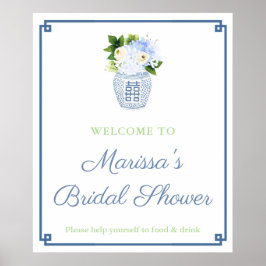 Elegantes Blue Green Ginger Jar Shower Party Poster