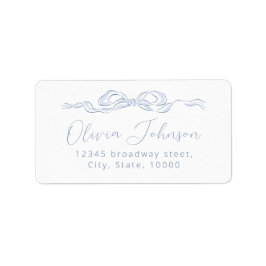 Elegantes Blue Hand Drawn Bow Rücksendezeichen Adressaufkleber