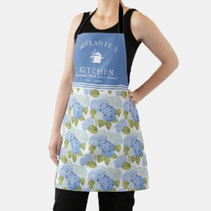 Elegantes Blue Hydragea Blume Muster Monogramm Schürze