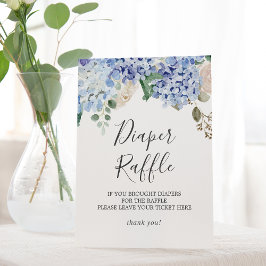 Elegantes Blue Hydrangea Baby Duwer Diaper Raffle Sockelschild