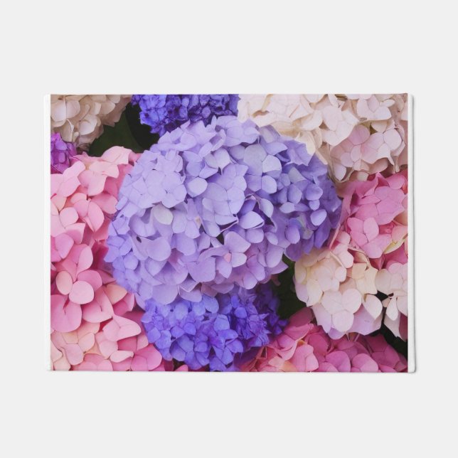 Elegantes Blue Hydrangea-Blumenbild Fußmatte (Vorderseite)