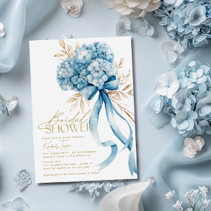 Elegantes Blue Hydrangea Bow-Brautparty Einladung