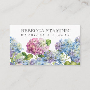 Elegantes Blue Hydrangea Floral Beruflich Visitenkarte