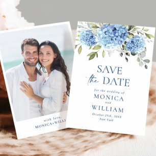 Elegantes Blue Hydrangea Floral Wedding Foto Save The Date