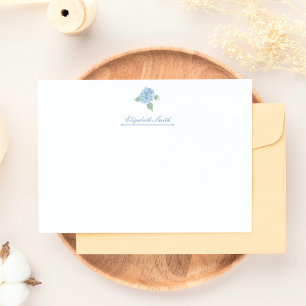 Elegantes Blue Hydrangea Wasserfarbe Personalisier Mitteilungskarte