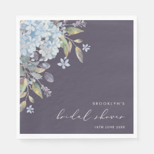 Elegantes Blue Hydrangeas Navy-Brautparty Serviette