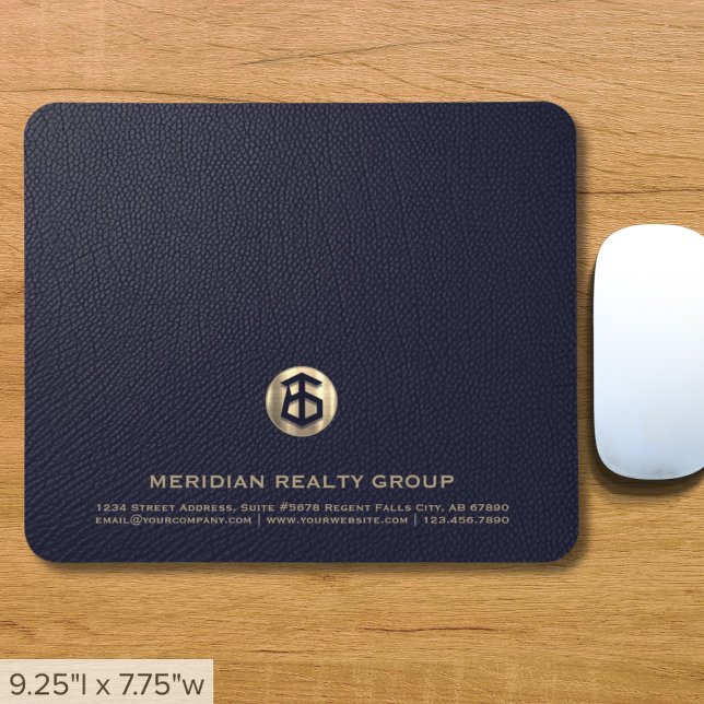 Elegantes Blue Leather Print Real Anwesen Logo Mousepad (Von Creator hochgeladen)