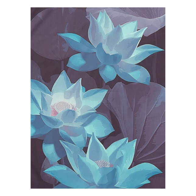 Elegantes Blue Lotus Akryllisches Kunstwerk | Tischdecke (Vorderseite)