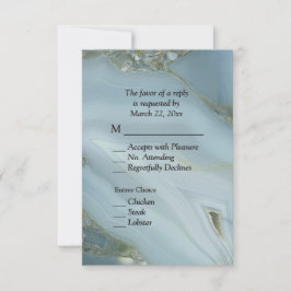 Elegantes Blue Marble Agate UAWG mit Menüauswahl RSVP Karte