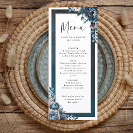 Elegantes Blue Marble Wedding Menu Menükarte