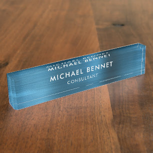 Elegantes Blue Metallic Beruflich Business Namensplakette