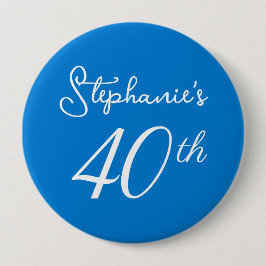 Elegantes Blue Monogram 40. Geburtstags-Party Button