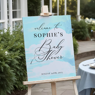 Elegantes Blue On Cloud 9 Baby Dusche Begrüßungsze Poster