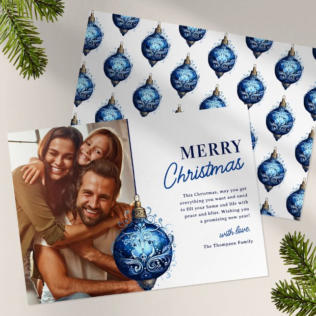 Elegantes Blue Ornament Foto Weihnachten (Von Creator hochgeladen)