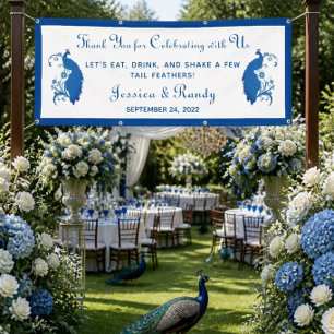 Elegantes Blue Peacock Wedding Banner