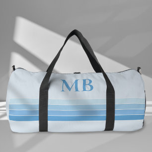 Elegantes Blue Retro Streifen Monogramm Duffle Bag
