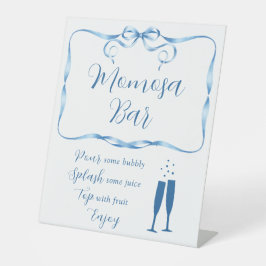 Elegantes Blue Ribbon Momosa Bar Pedestal Zeichen Sockelschild