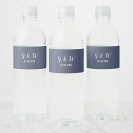 Elegantes Blue Romantic Water Flasche Label Set Wasserflaschenetikett