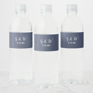 Elegantes Blue Romantic Water Flasche Label Set Wasserflaschenetikett