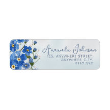 Elegantes Blue Script Botanical Watercolor