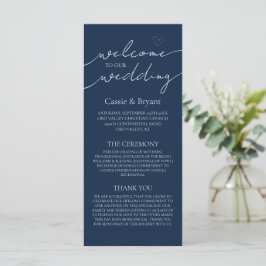 Elegantes Blue Script Modernes Hochzeitsprogramm