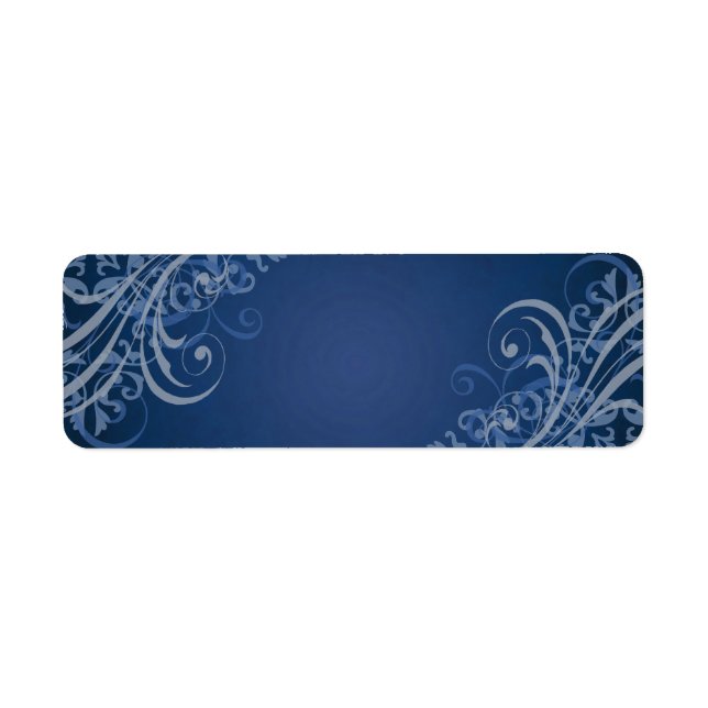 Elegantes Blue Scroll Blue Blank Address Label (Vorne)