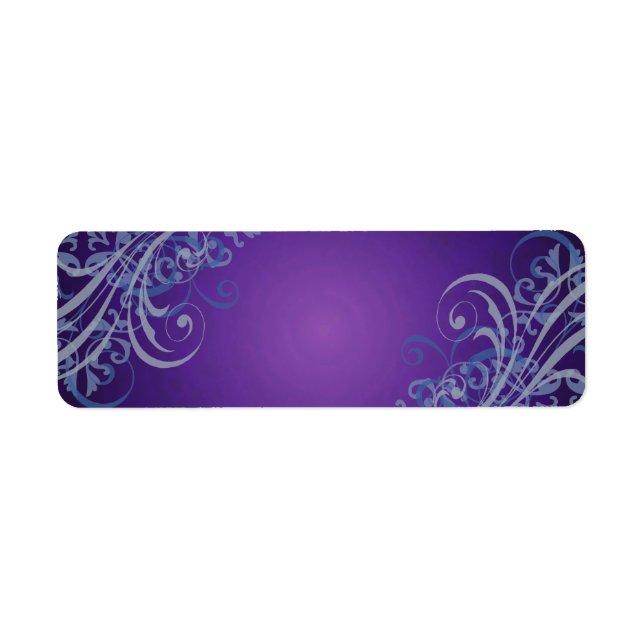Elegantes Blue Scroll Lila Blank Address Label (Vorne)