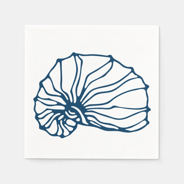 Elegantes Blue Seashell Muster Serviette (Vorderseite)
