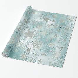 Elegantes Blue Silver Christmas Snowflake Muster Geschenkpapier