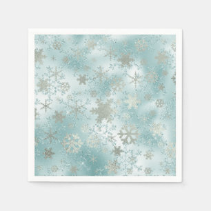 Elegantes Blue Silver Christmas Snowflake Muster Serviette