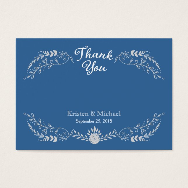 Elegantes Blue & Silver Wreath Monochromatic Weddi (Vorderseite)